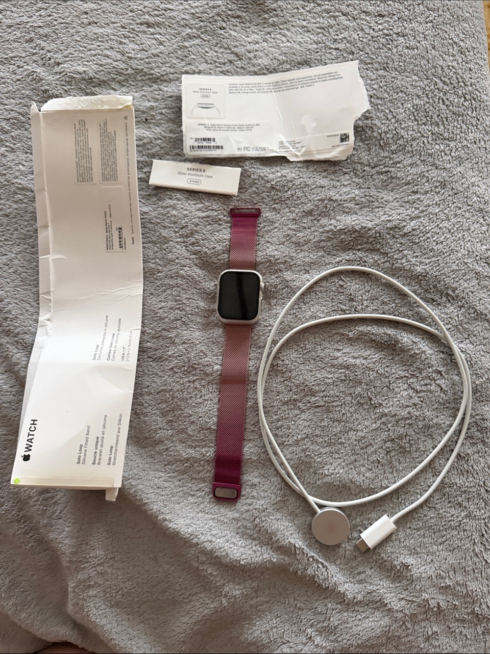 Apple Series 8 Watch with Pink-to-Purple Gradient Milanese Loop Band